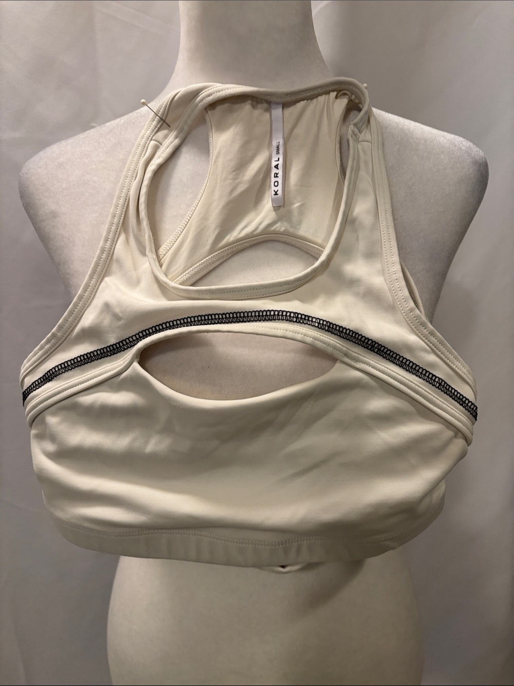 Koral Cream Racerback Sports Bra - size Small